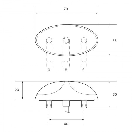 White Front Outline Marker – Chrome (2-Pin Harness Connector)